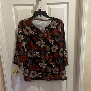 Elegant Floral Black and Red Blouse